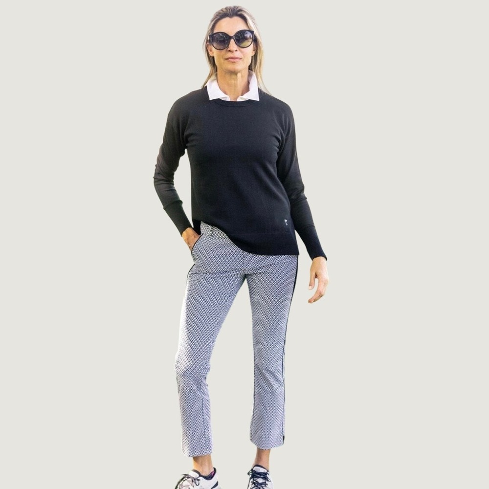 Golftini Womens Ankle Golf Pants Black White Gingham Water Repellent PAAKBWC L - Picture 2 of 10